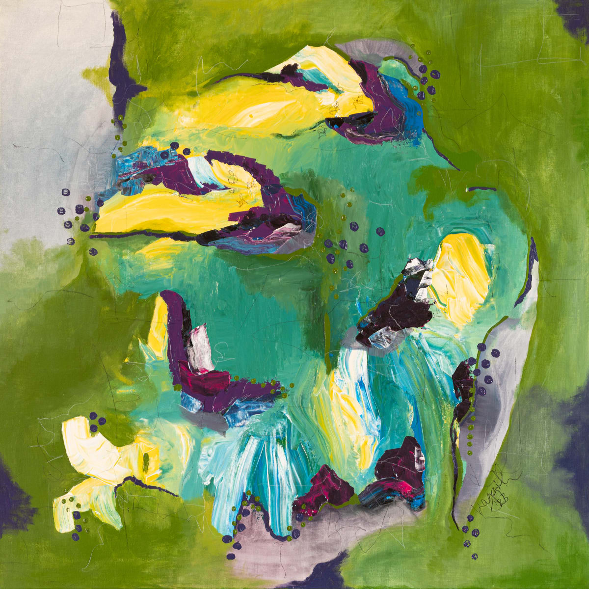 Abstract Birds by Haggith van Hees  Image: mixed media on canvas
in a wooden floater frame