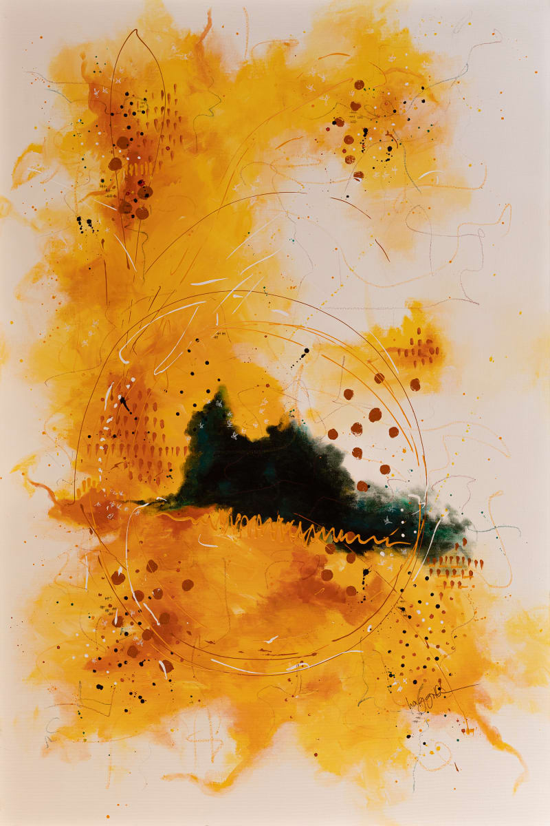 Sunshine in my Soul Large by Haggith van Hees  Image: mixed media on canvas
in a dark green floater frame