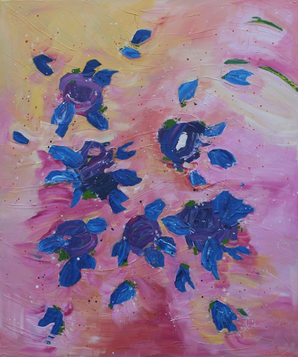 Forget Me Not by Haggith van Hees  Image: mixed media on canvas 
in a white floater frame