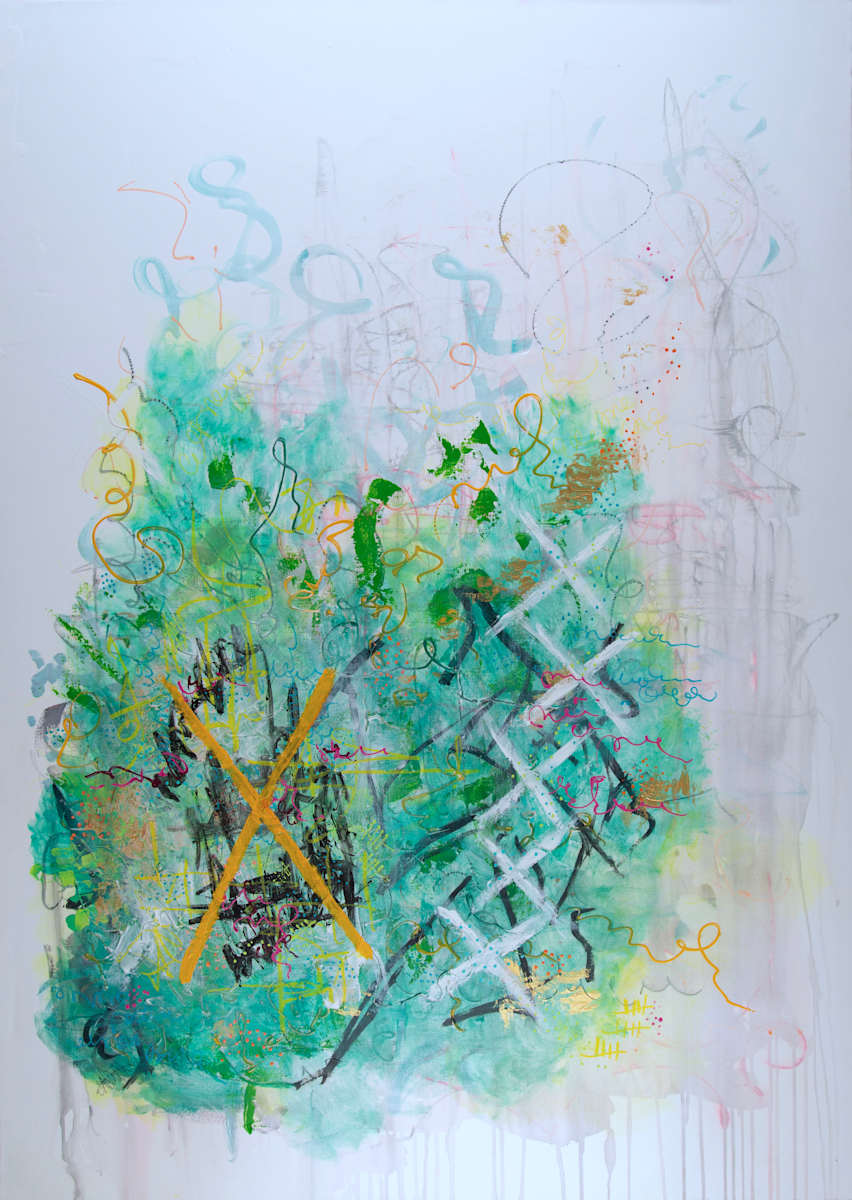 Let Happiness Rule by Haggith van Hees  Image: mixed media on canvas
in a white floater frame