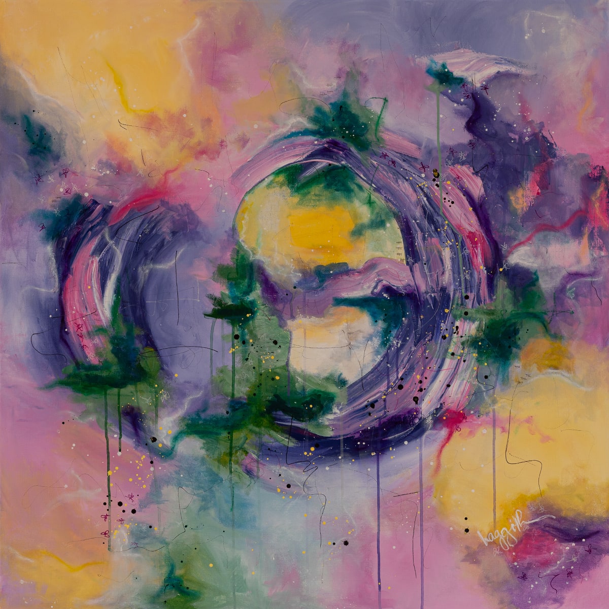 Together in Electric Dreams by Haggith van Hees  Image: mixed media on canvas
in a white floater frame