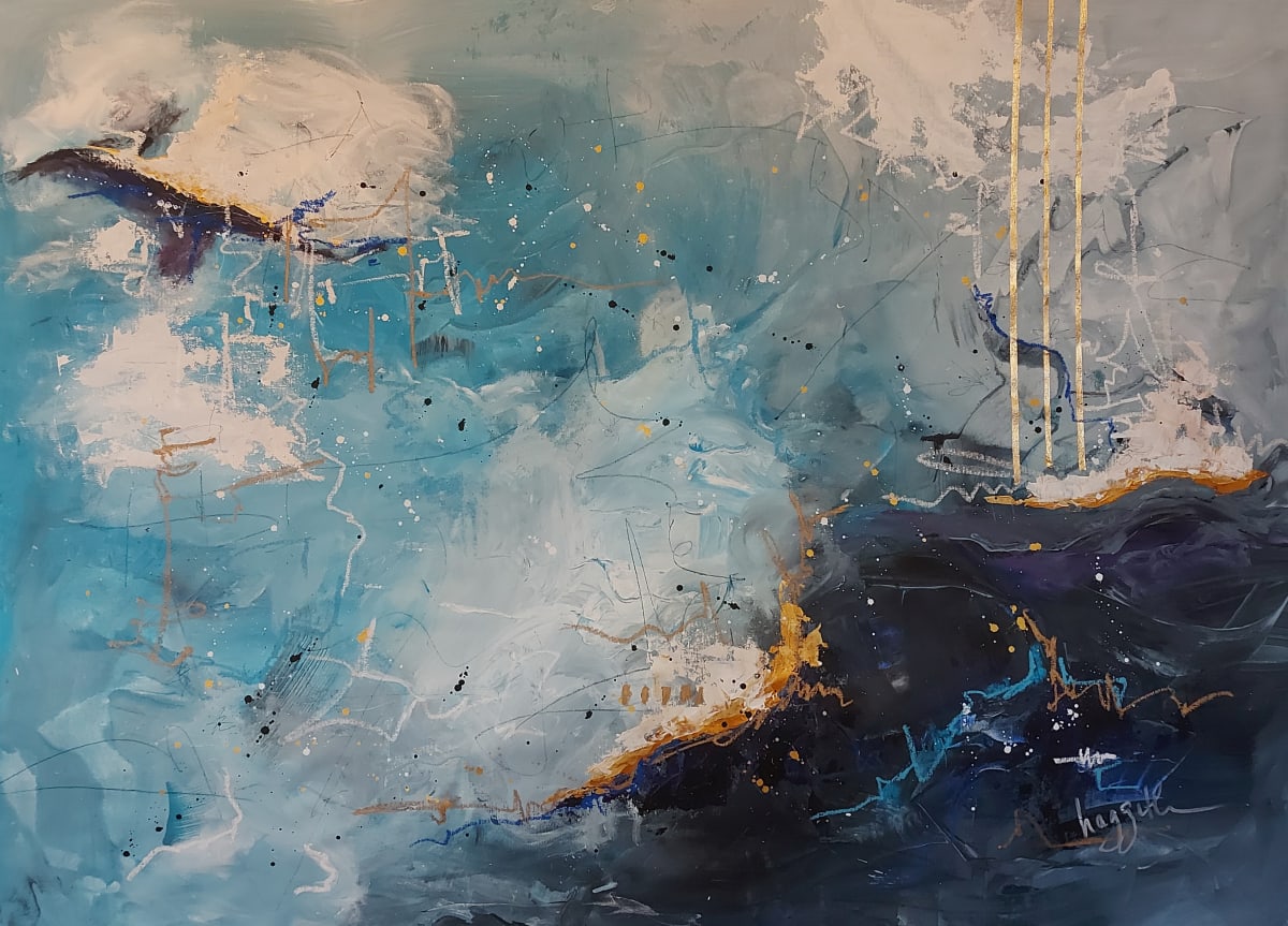 November Skies by Haggith van Hees  Image: mixed media on canvas
in a gold floater frame