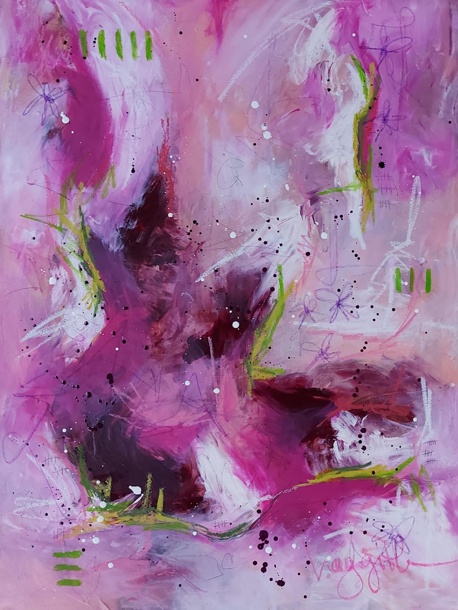 Cherry Colored Funk by Haggith van Hees  Image: Cherry Colored Funk
mixed media on canvas
in a white floater frame