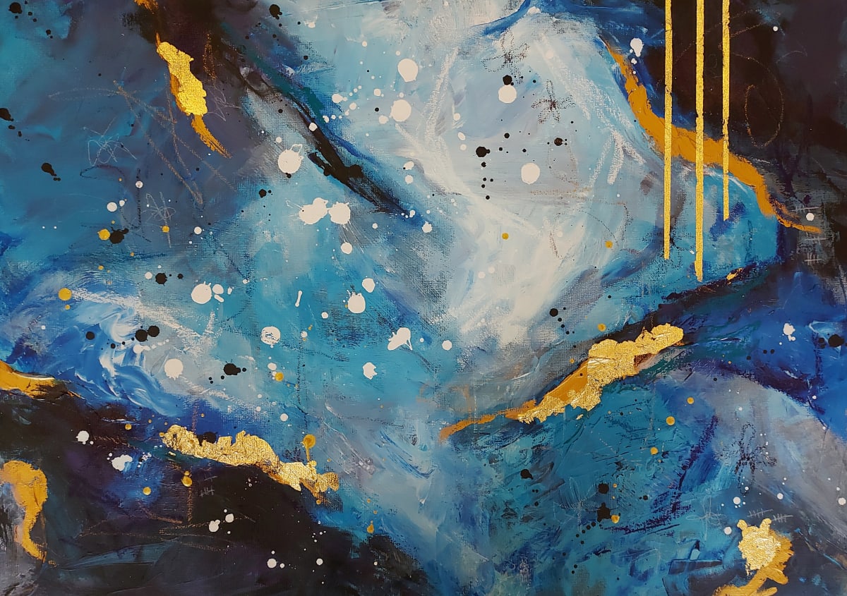 Skies Seducing the Clouds by Haggith van Hees  Image: Skies Seducing the Clouds
mixed media on canvas
in a gold floater frame