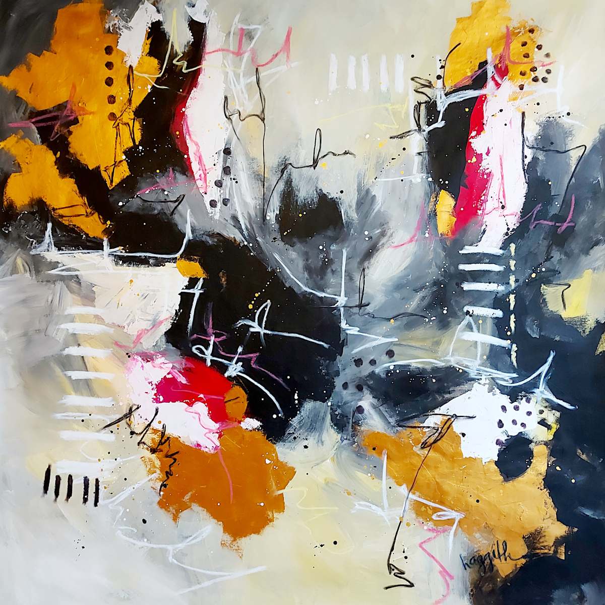 Sound of Silence by Haggith van Hees  Image: acrylic, oil pastels, ink, pen