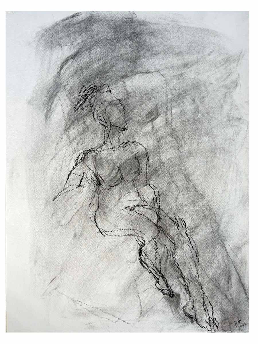 Seated Nude Figure Drawing #9 by Ruth Aizuss Migdal, Image 15.
