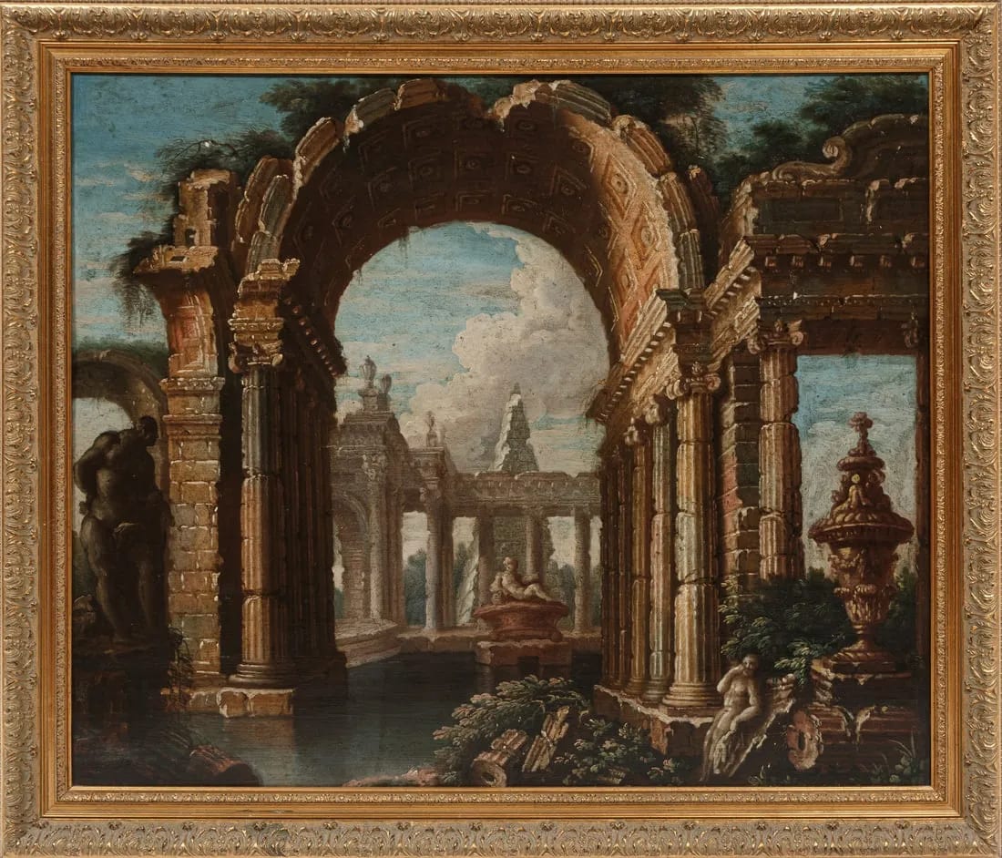 “The Archway” Italian School, 18th c., "A Capriccio of Ruins” by Italian School, Hubert Robert Attributed to  Image: “The Archway” Italian School, 18th c., "A Capriccio of Classical Ruins"