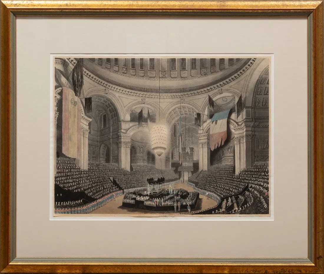 "Funeral Ceremony of Admiral Lord Nelson St Paul's Cathedral" Hand Colored Engravings by C.A. Pugin, F.C. Lewis (Engraver) 