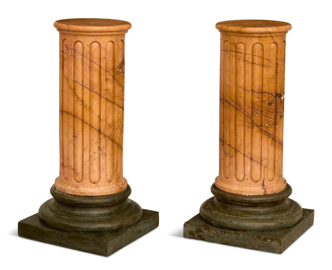 PAIR OF NEOCLASSICAL-STYLE MARBLE PEDESTALS Unit A 