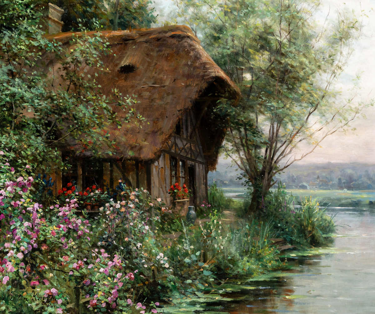 La chaumiere de Diane à Beaumont-le-Roger, Eure by LOUIS ASTON KNIGHT (American 1873-1948) 