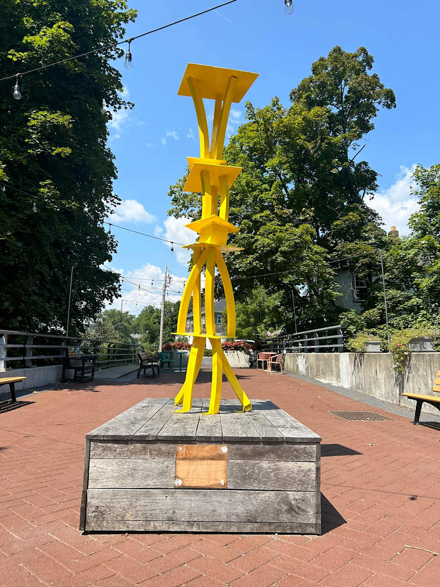 Dancing to the sky by Vivien  Collens  Image: on Bridge Street Plaza, in Cornwall, NY