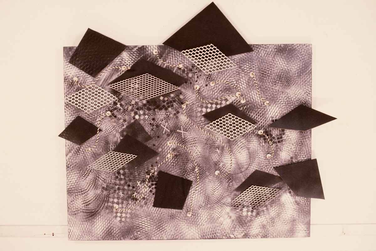 tokamac. by Vivien  Abrams Collens  Image: constructed  painting on wood.