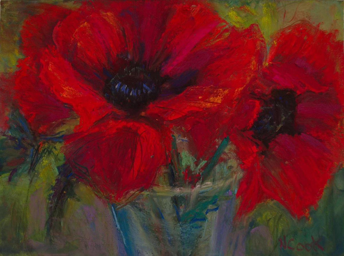Red Poppies in Glass by Nanci Cook, PAC, Image 1.