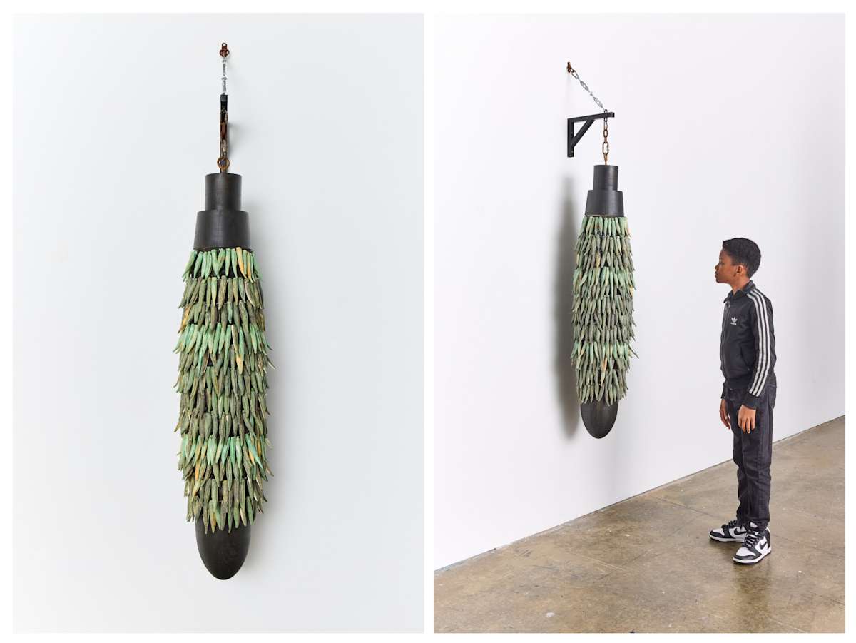 Okra Fly by MASUD  OLUFANI  Image: this work references the centrality of okra within the African diaspora  and the ceremonial role of adornment as a social and a ritualized practice.  To be fly in an African and an  Afro-Atlantic context, is to be cool or pleasing in the way one adorns the body as well as in the qualities of the spirit.  
