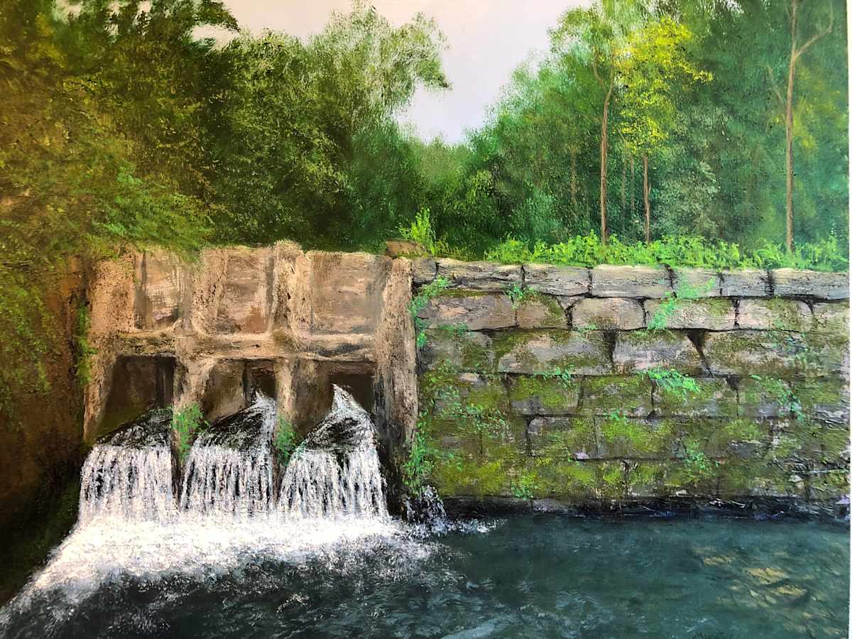 Skaneateles Falls by Michael W Field  Image: This painting was done on site (Plein Air).  It took me  5 trips out in the same time period to complete this painting.