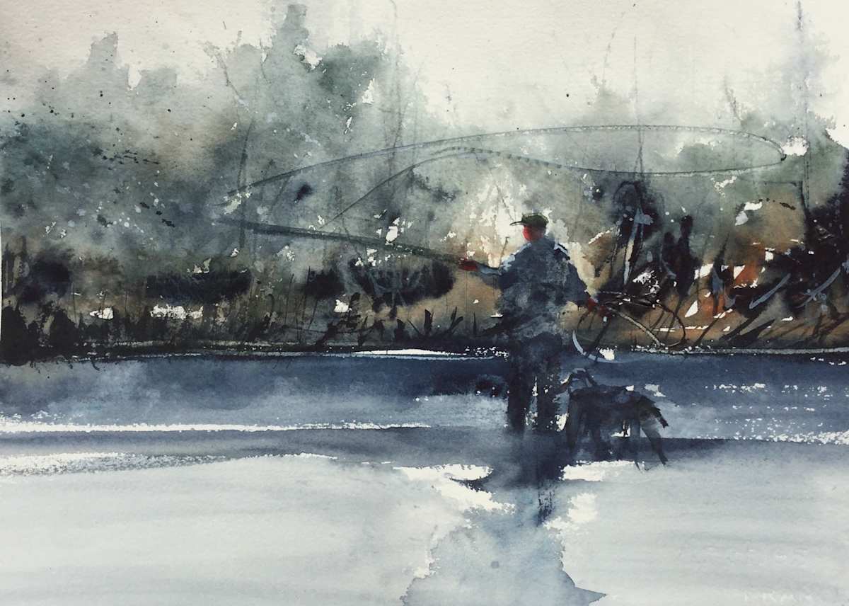 Reel It In by Steve Griggs Watercolor, Image 1.
