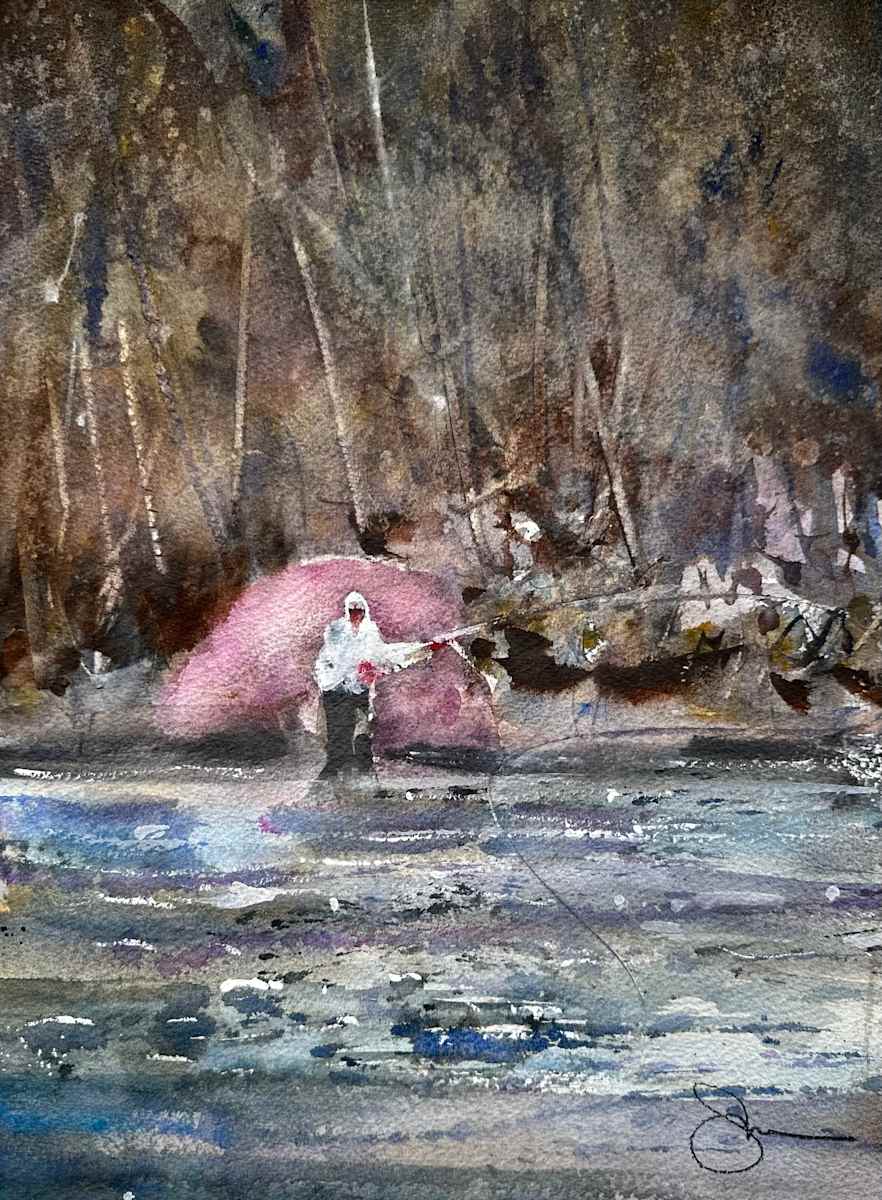 Flying on the Roaring Fork by Steve Griggs Watercolor 