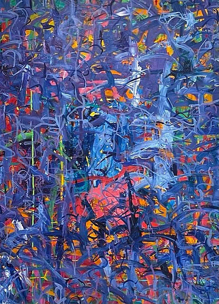 "Blue State" by Mo Gerngross  Image: "Blue State", Acrylic on Canvas, 46" x 32", Gallery Wrapped