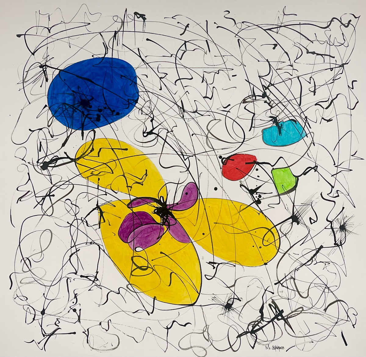 "Violet on a Buttercup" by Mo Gerngross  Image: "Violet on a Buttercup", Ink and Acrylic on Paper