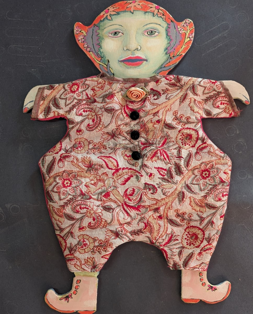 Upcycling - piece 8 by Kenna Lee Barradell  Image: Figure in Fabric & Acrylic on Wood 