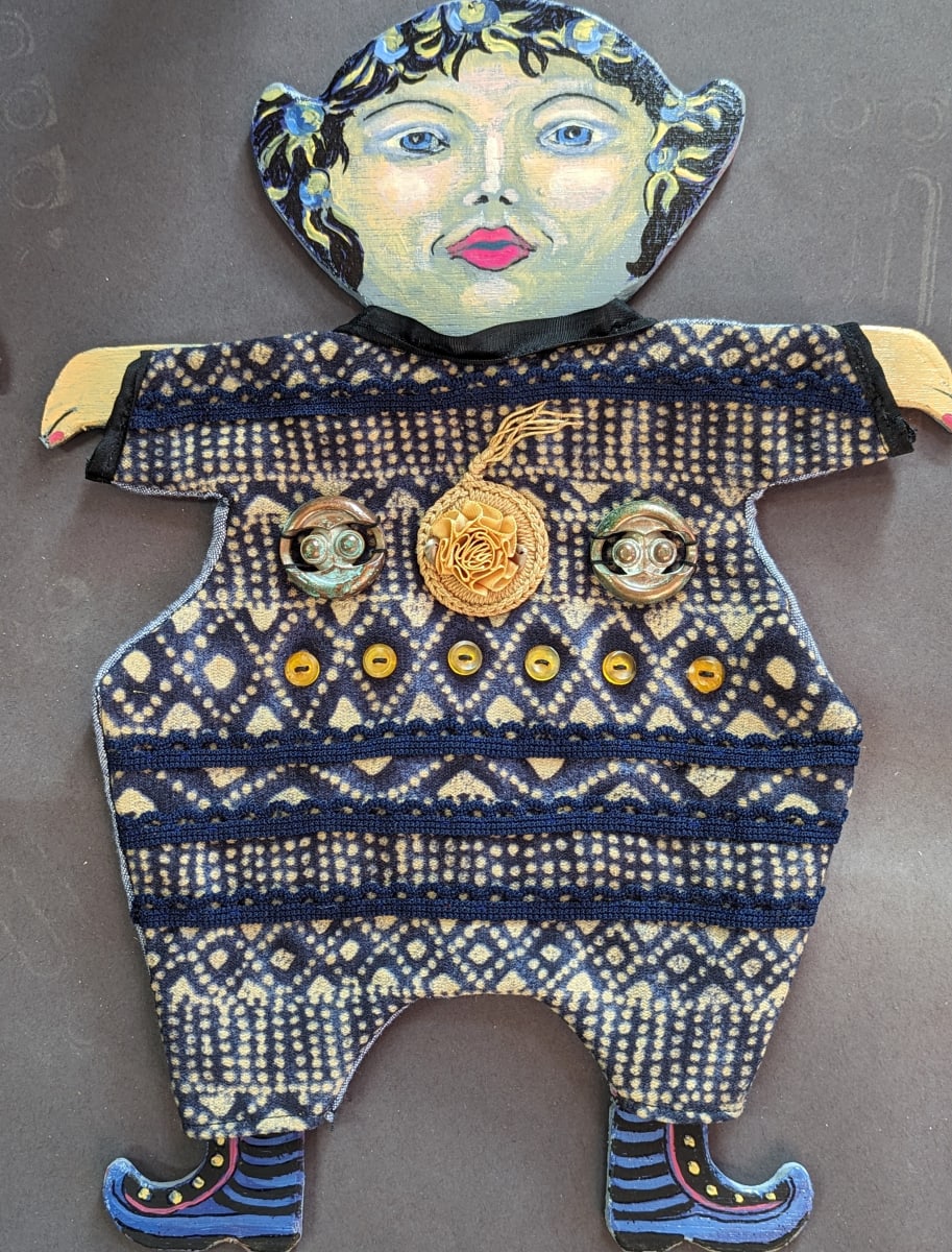 Upcycling - piece 2 by Kenna Lee Barradell  Image: Figure in Fabric & Acrylic on Wood 