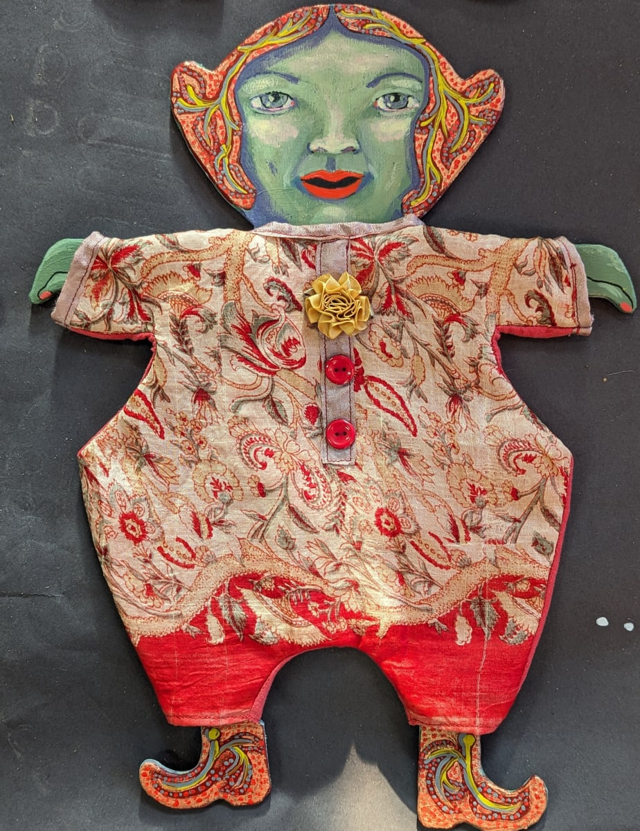 Upcycling - piece 7 by Kenna Lee Barradell  Image: Figure in Fabric & Acrylic on Wood 