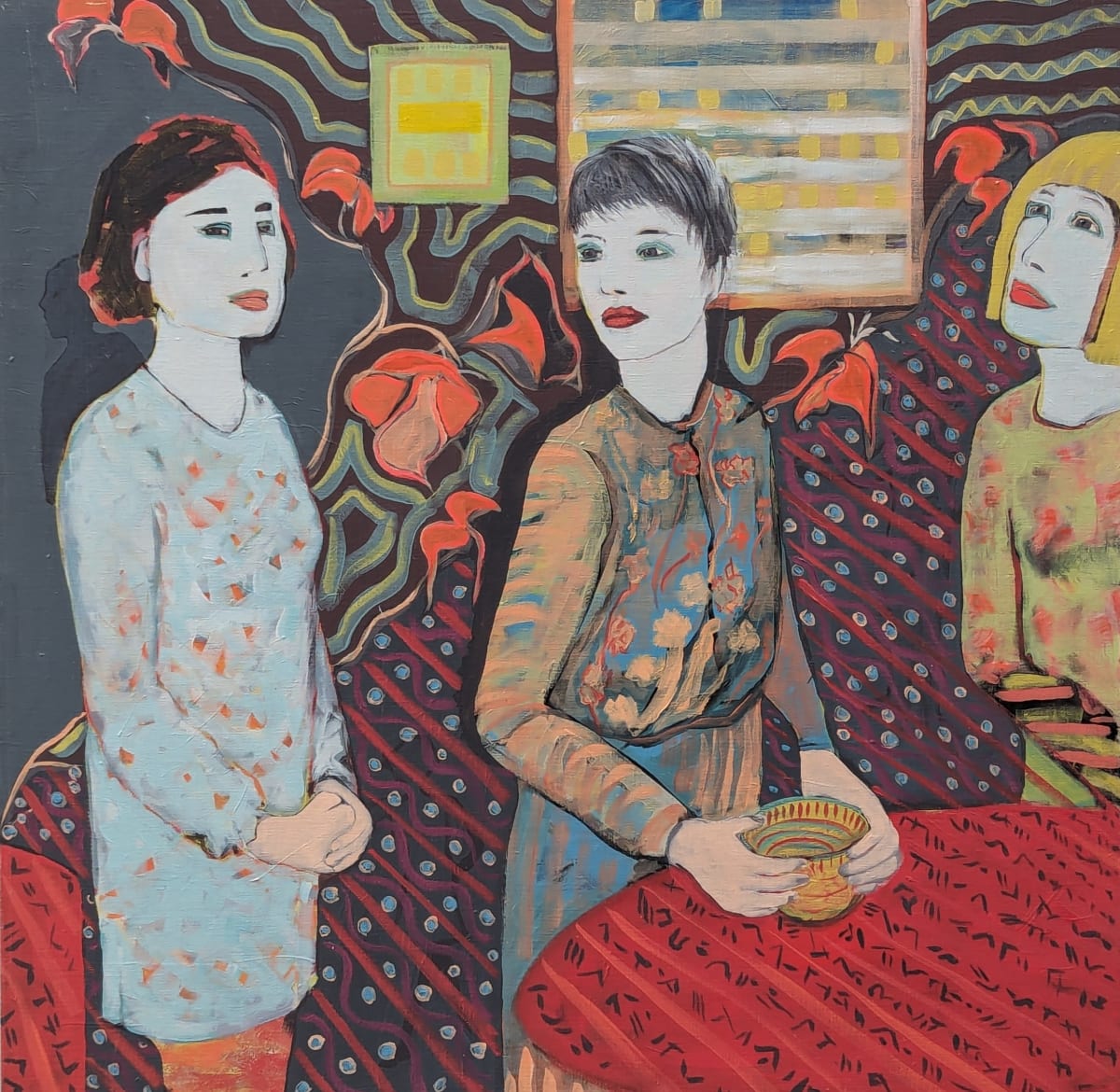 Flowers and Words II by Kenna Lee Barradell  Image: Three women enjoy each other's company.