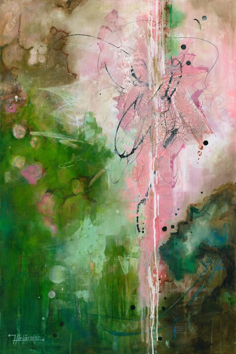 Green/Pink Abstract by Ursula Hirländer 