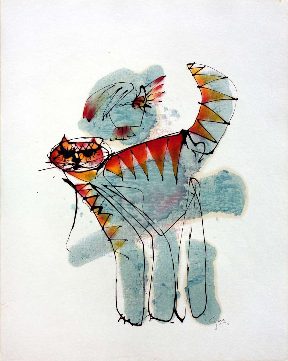 Tabby Cat with Bird by Gerrit Greve 