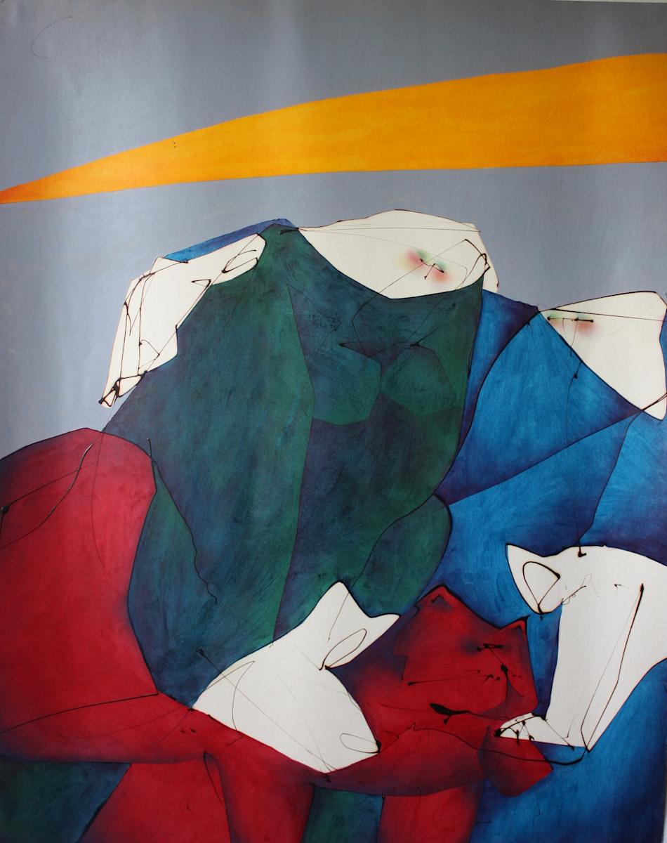 Two with Red Cat by Gerrit Greve Art Collection, Image 1.
