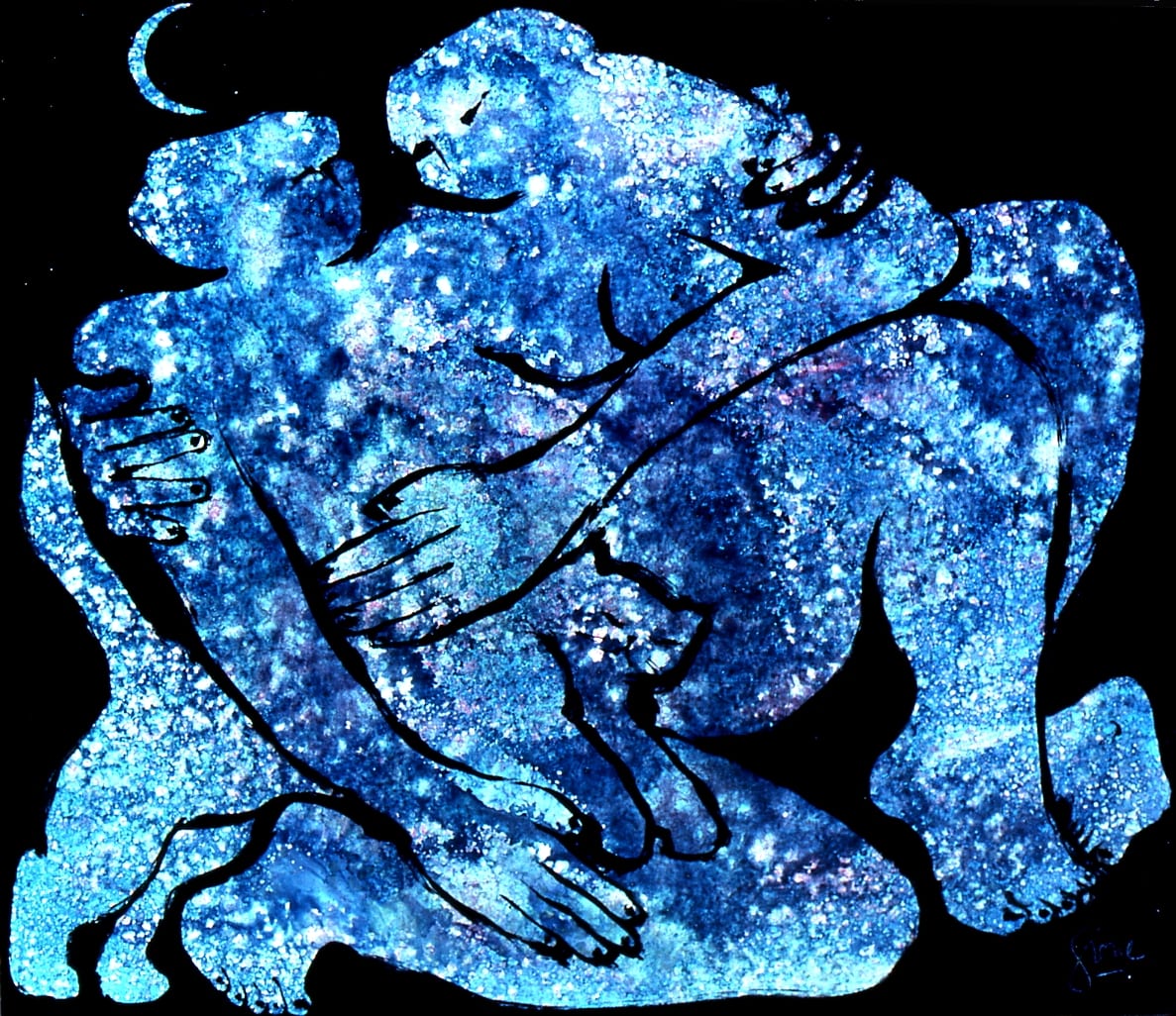 Blue Lovers with Cat by Gerrit Greve 