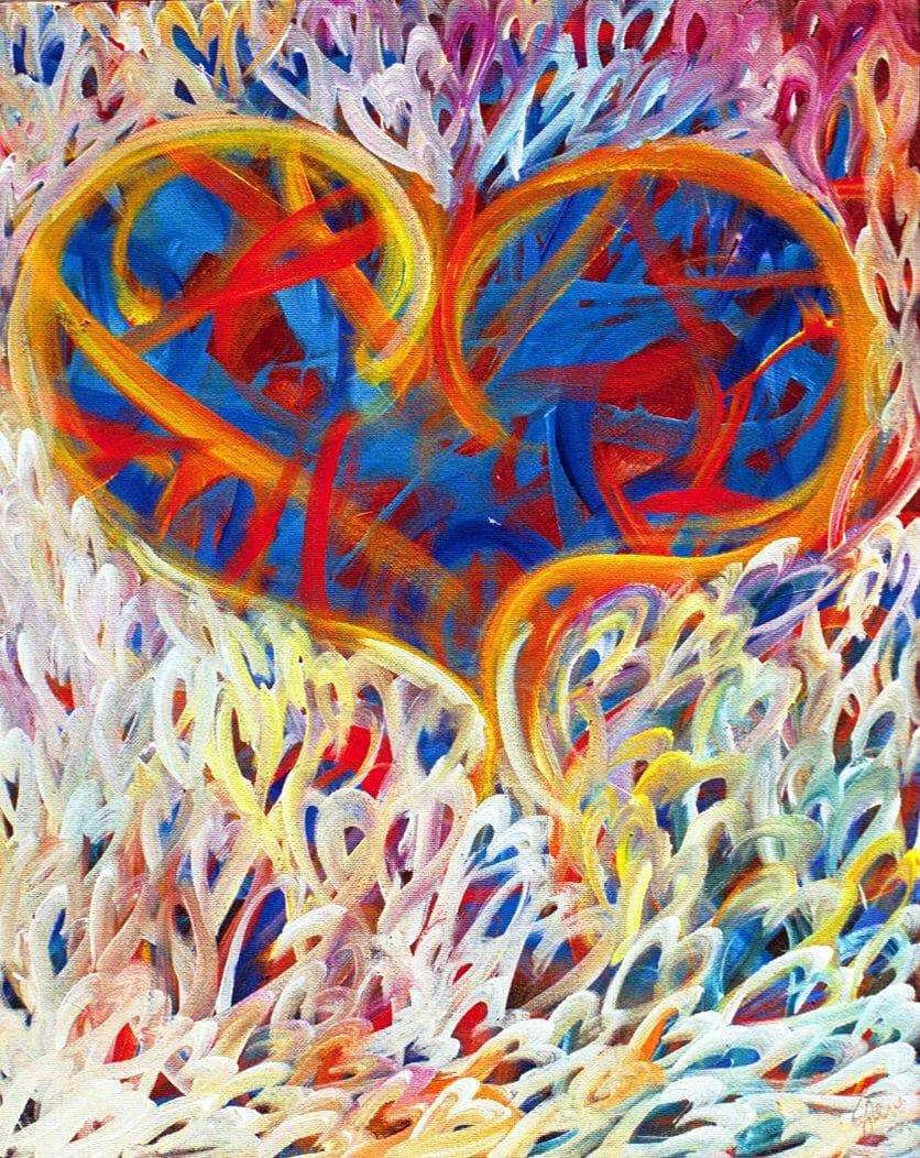 Crochet Heart in Cyan&Yellow by Gerrit Greve 