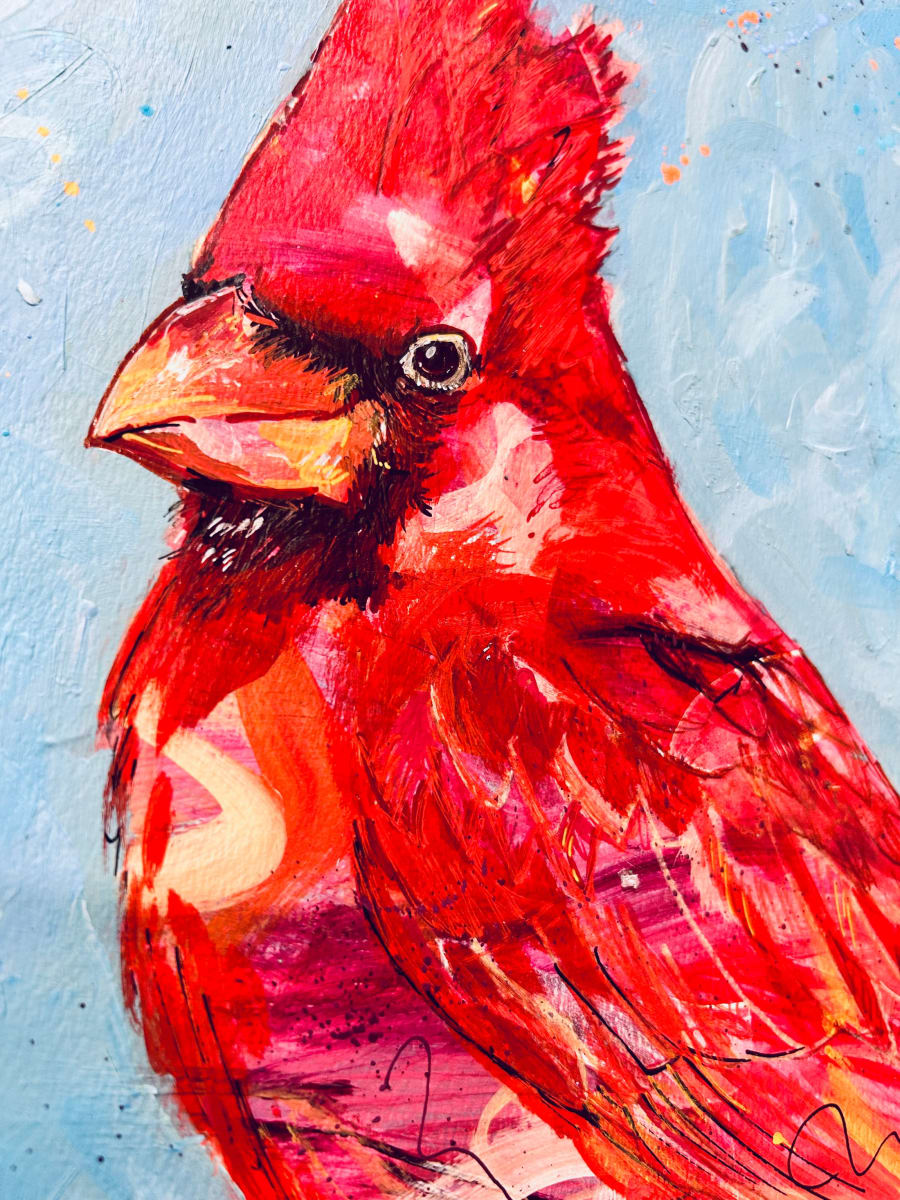 Cardinal by Nara Montuy  Image: Cardinal 8 x 10.5 in ART ORIGINAL, painted on watercolor paper.