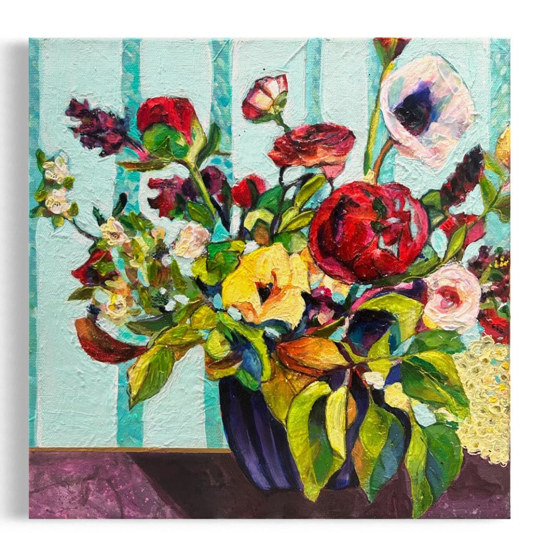 Teal Tango by Nara Montuy  Image: Late for Dinner Floral artwork
