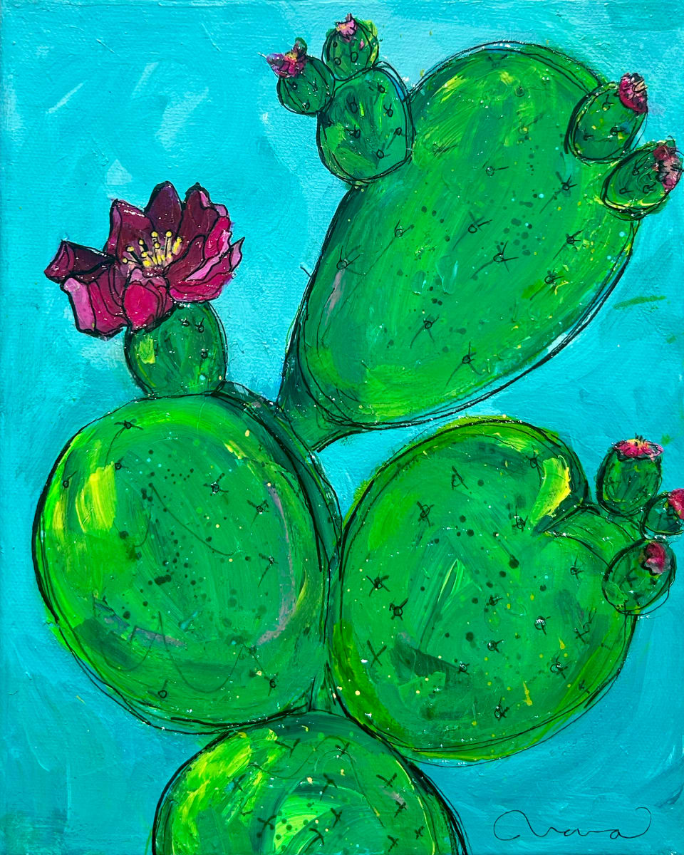 Cactus Blooming in the Summer Heat by Nara Montuy 
