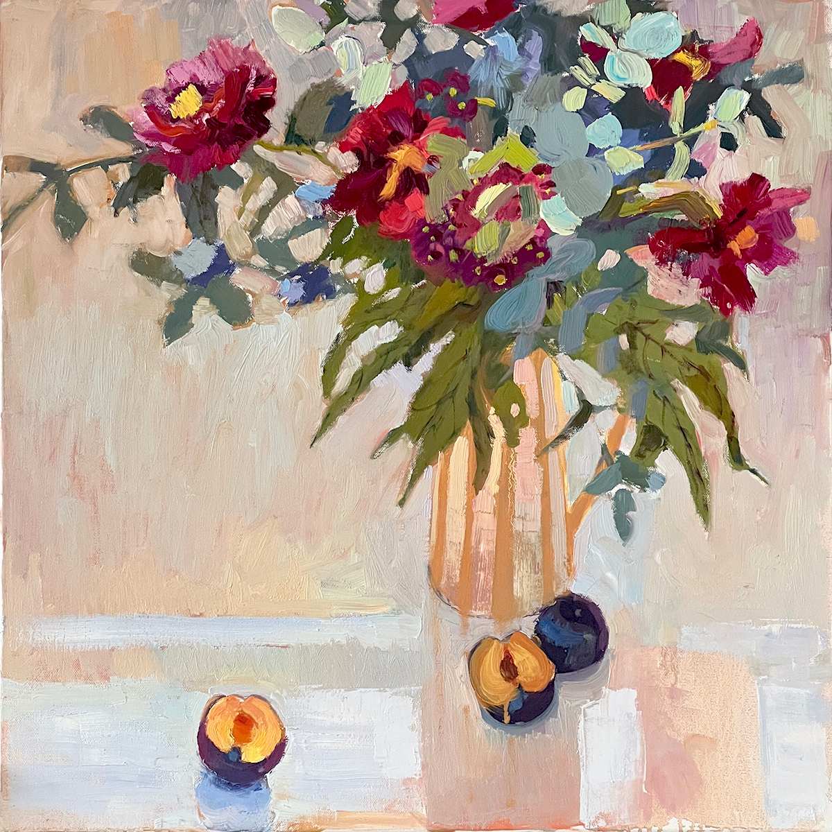 Still life with peonies and plums by Alena Gastaldi, Image 8.