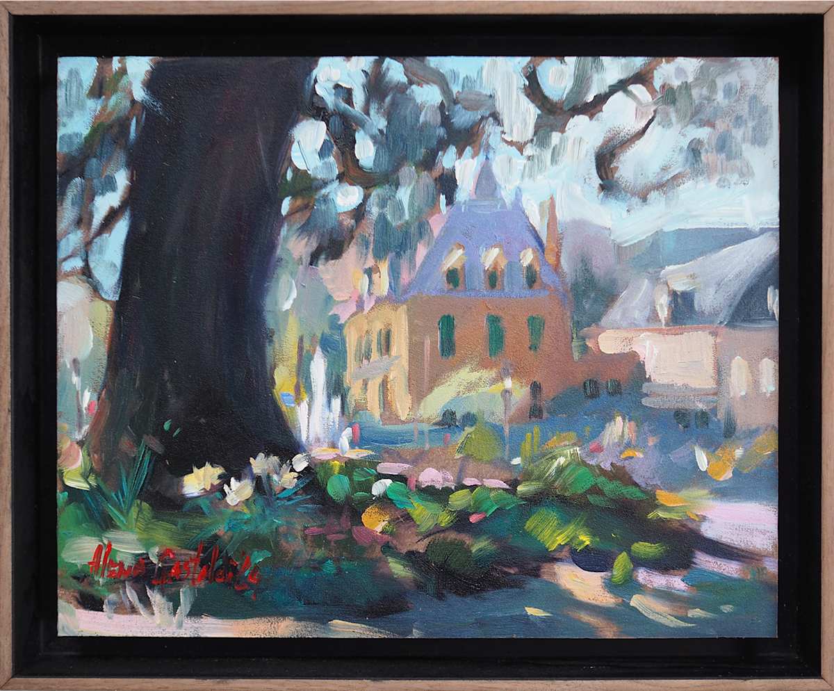 Luxembourg: Boulevard Prince Henri, 23x28 cm (framed), oil by Alena Gastaldi  Image: Full front image of framed work