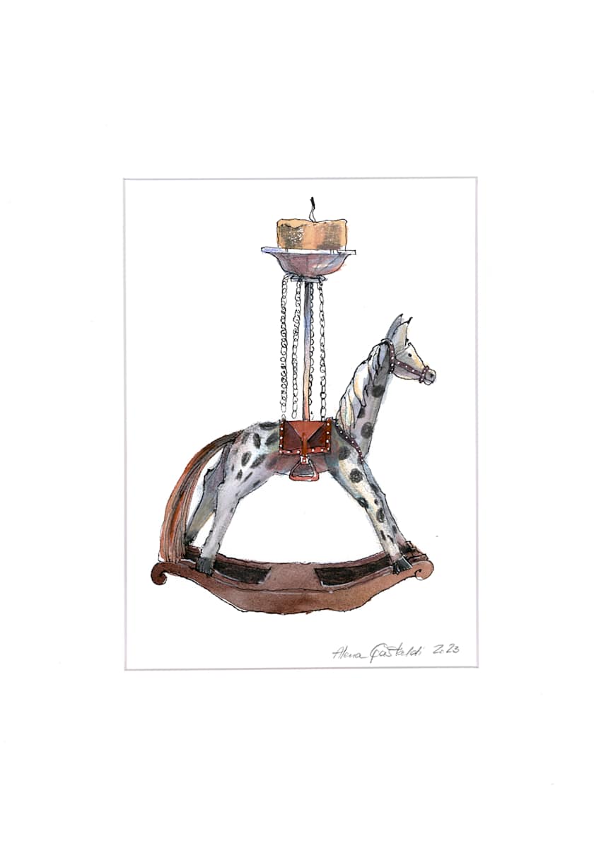 White rocking horse by Alena Gastaldi 