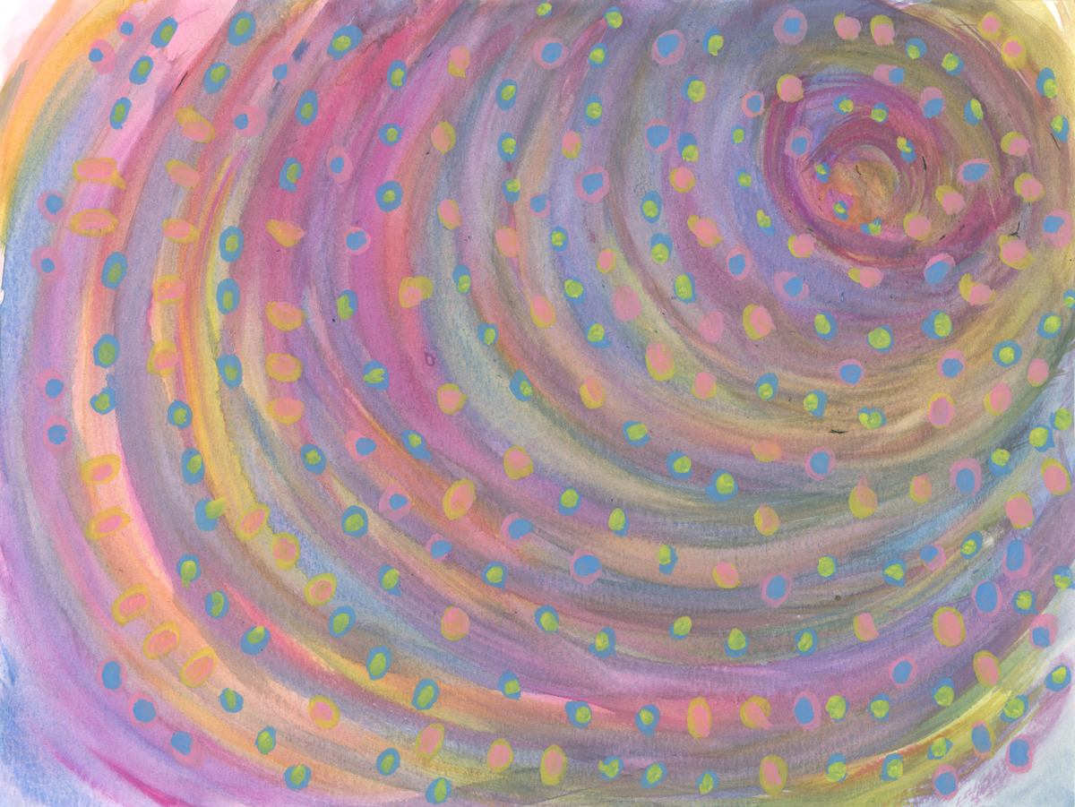 Abstract (pink, yellow, blue) by Amanda Tecson 