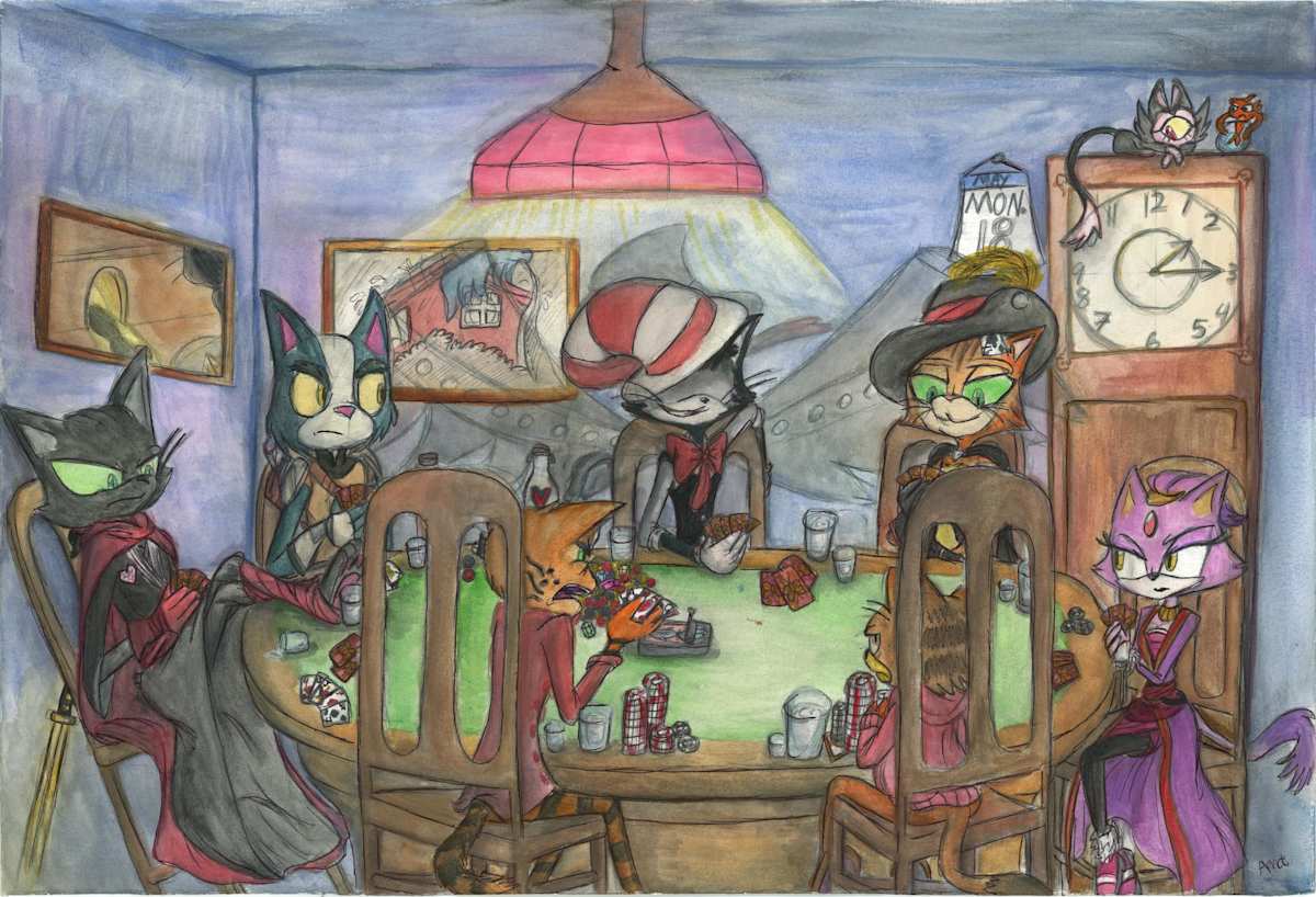 Cats Playing Poker by Amanda Tecson, Image 1.