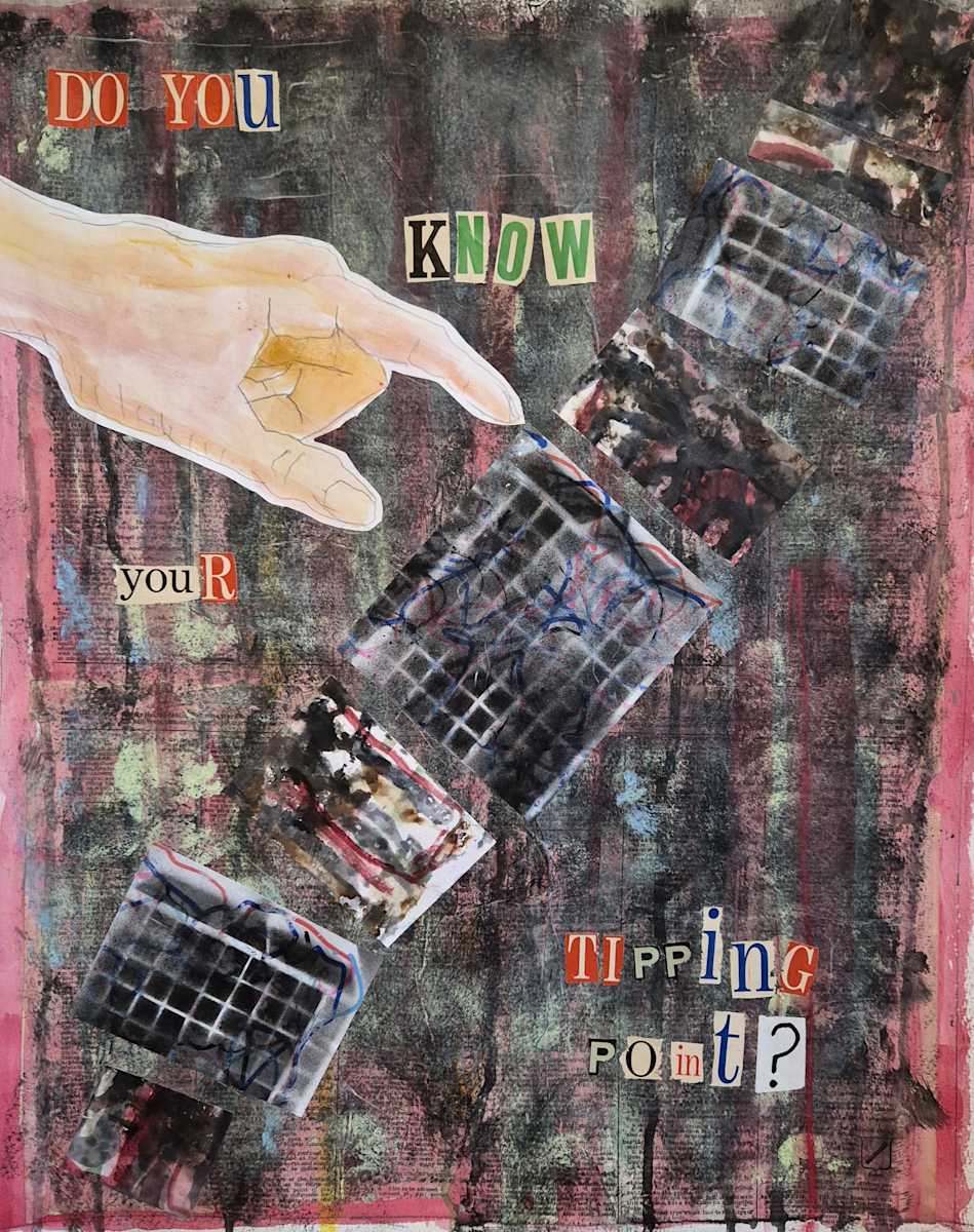 Do You Know Your Tipping Point? by J. Patrick Bowman  Image: 20"x16" Original Collage Art Matted to 24"x20"