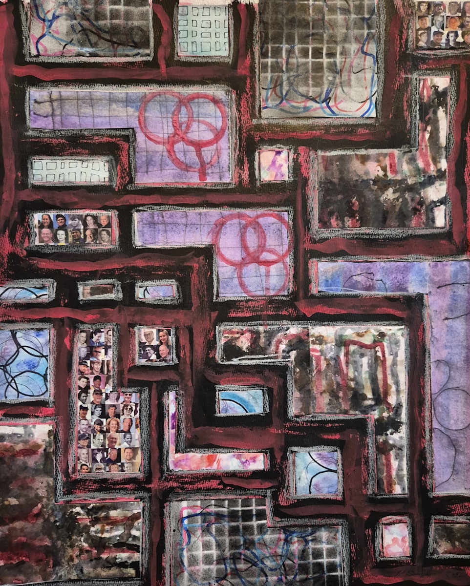 The Simulation by J. Patrick Bowman  Image: 20"x16" Original Collage Art Matted to 24"x20"