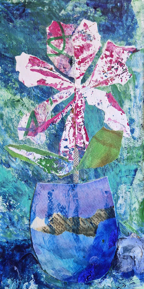 Potted I by J. Patrick Bowman  Image: Mixed-media Collage on Cradled Wood Panel