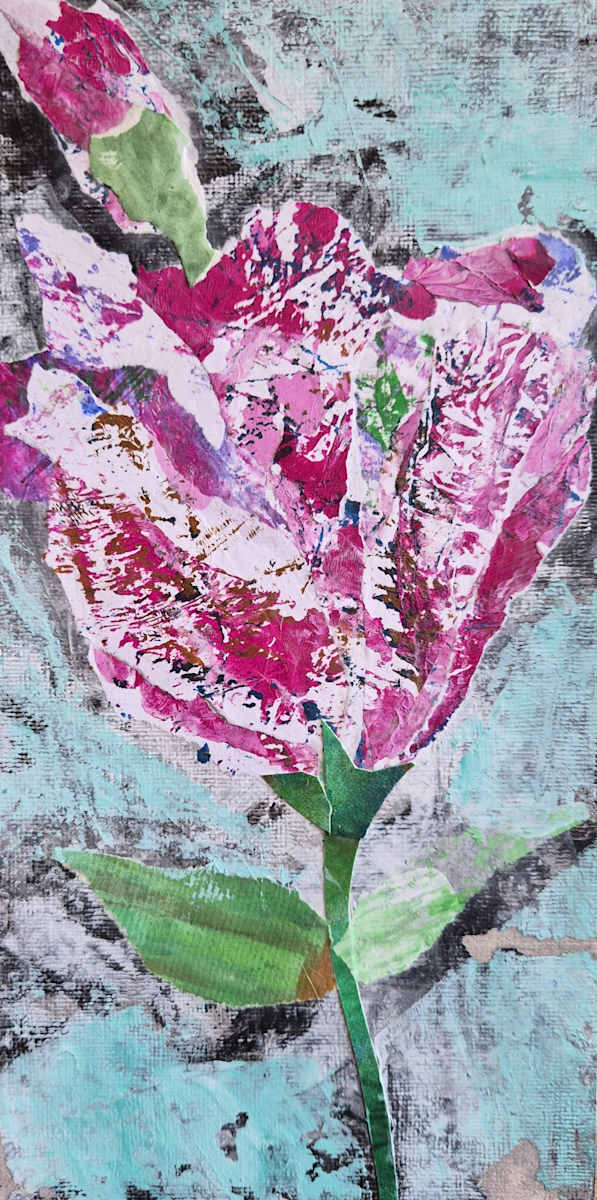 Rose I by J. Patrick Bowman  Image: Mixed-media Collage on Cradled Wood Panel