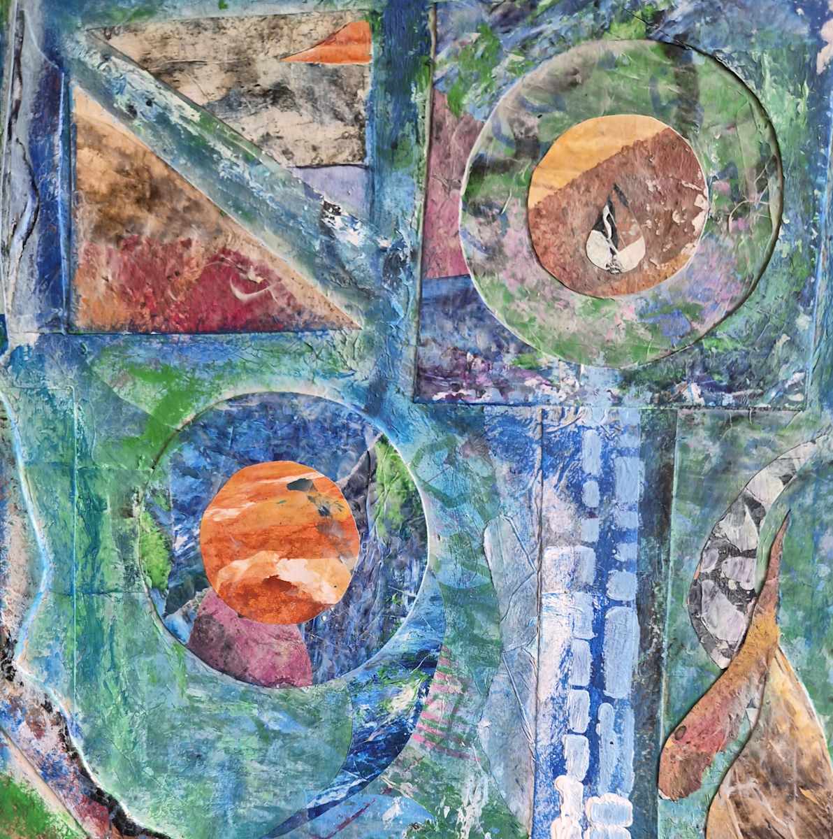 Cohesion by J. Patrick Bowman  Image: 12"x12" collage on cradled wood panel