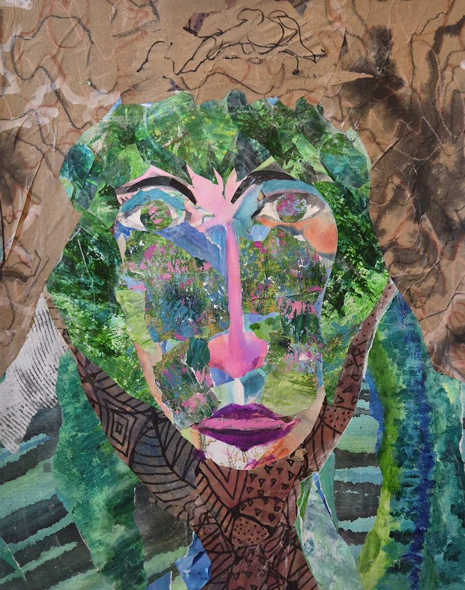 Green Lady by J. Patrick Bowman  Image: 20"x16" Collage matted to 24"x20"