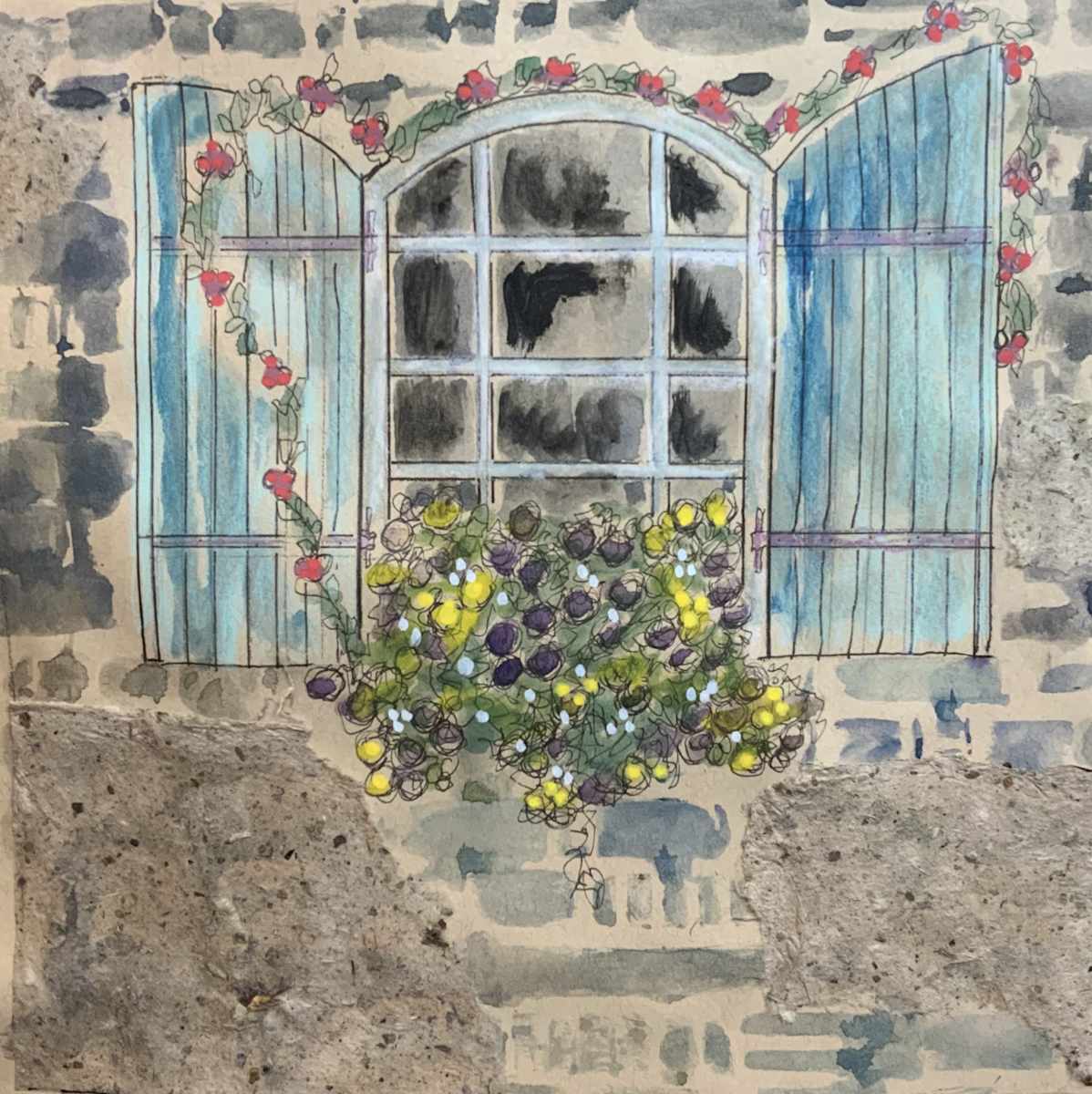 Window Box by J. Patrick Bowman  Image: 8"x8' matted to 12"x12" ready to frame