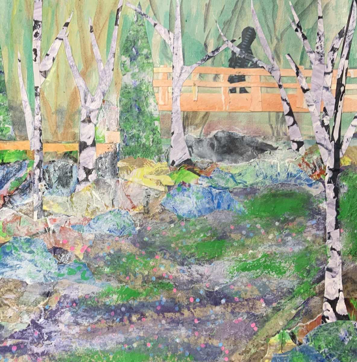 Nature Walk by J. Patrick Bowman  Image: Mixed-media Collage on Cradled Wood Panel

