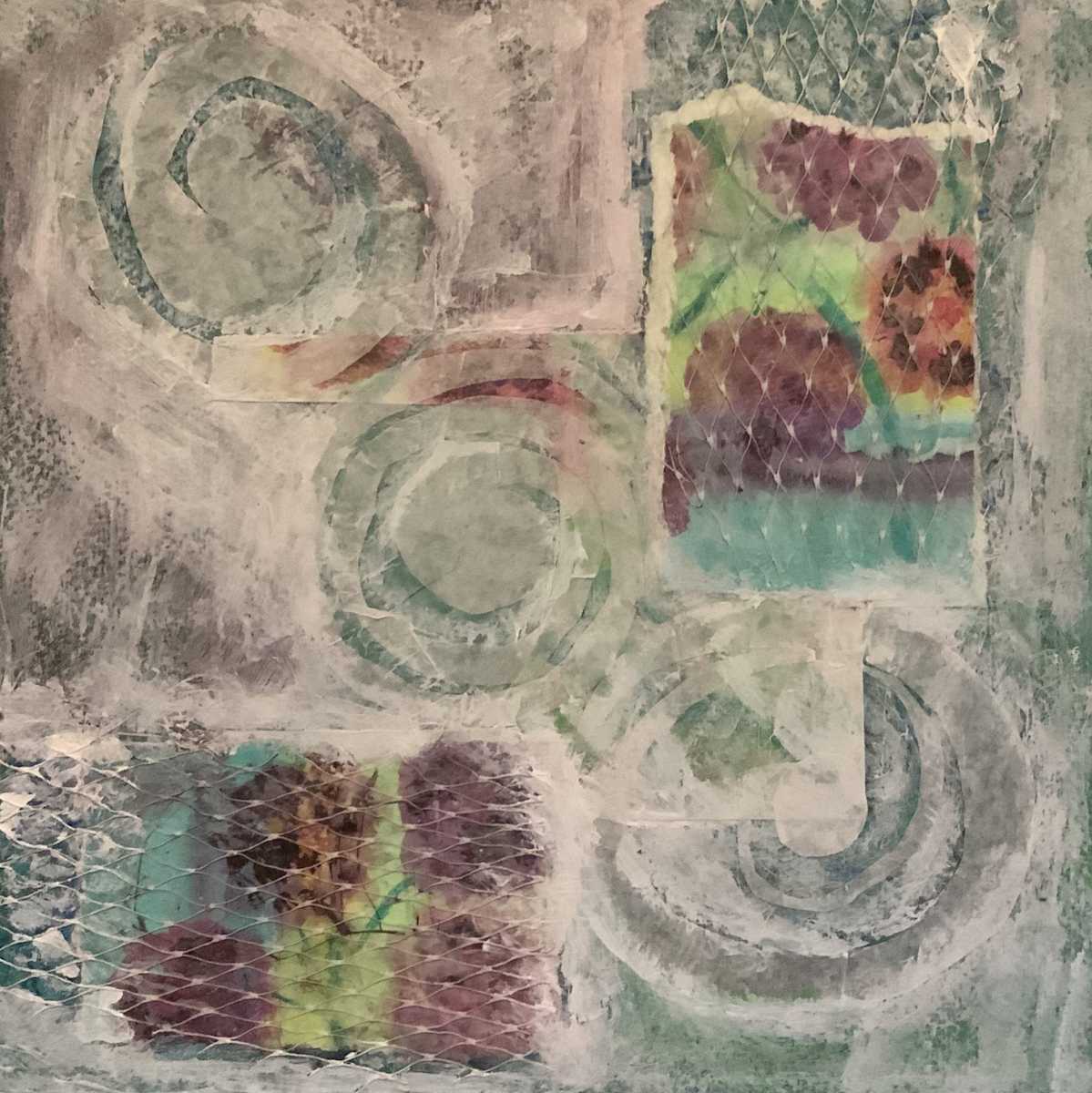 Trios by J. Patrick Bowman  Image: Mixed-media Collage on Cradled Wood Panel