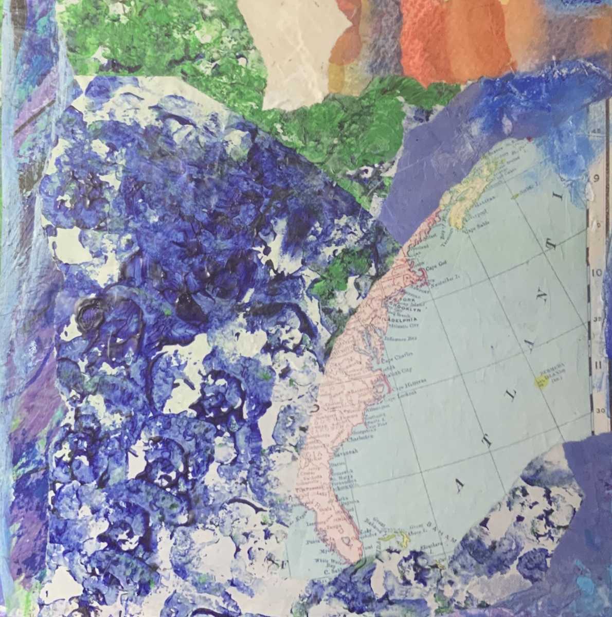 East Coast by J. Patrick Bowman  Image: Mixed-media Collage on Cradled Wood Panel